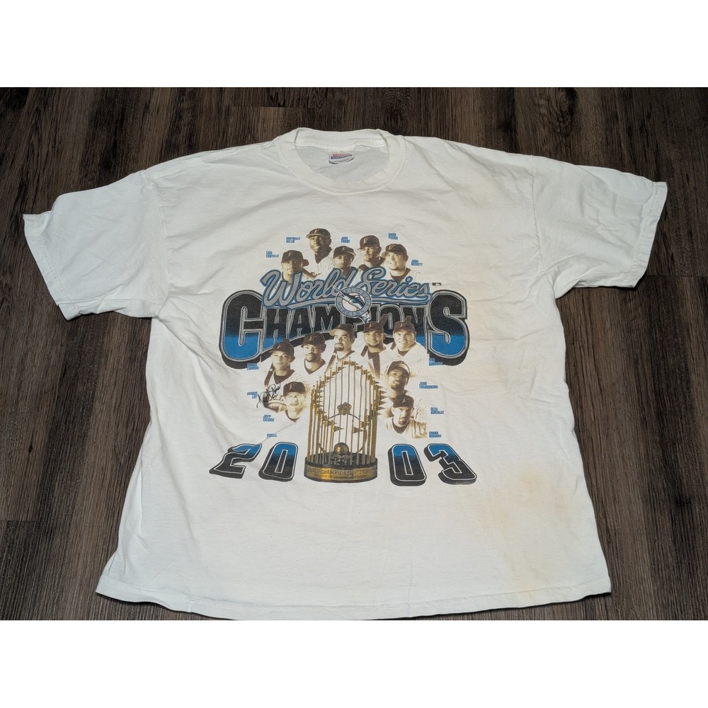 2003 Florida Marlins World Series Champions‎ T Shirt Hanes Heavyweight XL READ